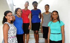Top Students of the Convent High School: Munnirh Marie, Kadisha Culpepper, Tiffany Johnson, Kaele Benjamin, Tojya Vital, Paloma St. Jean
