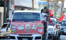 A motorcade on Independence Street, Roseau on Saturday, a day before the DLP national rally