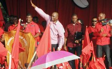 PM Skerrit waves to the crowd when he arrived at about five PM