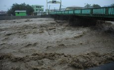 Raging water of the Roseau River