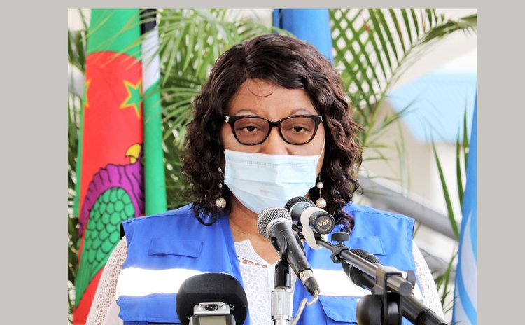 Wearing a Covid mask, PAHO director Dr Carisa Etienne