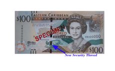 EC$100 note showing improved security