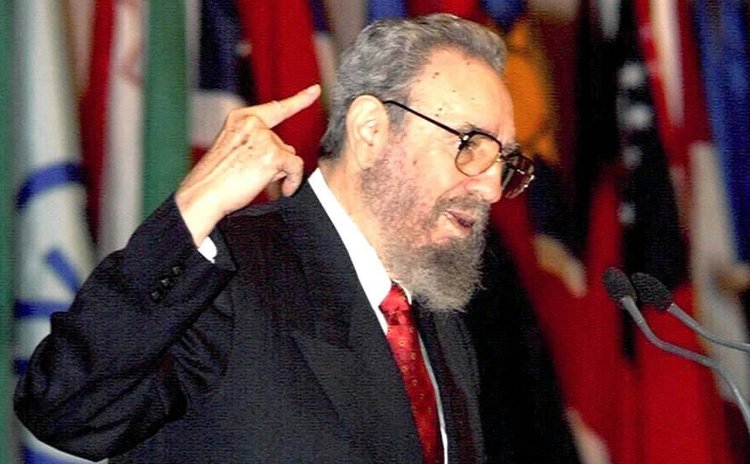 Image taken on April 12, 2000 shows Fidel Castro addressing the opening of the first South Summit in Havana, capital of Cuba
