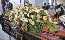 Coffin at a recent funeral service