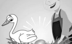 Goose laying golden egg