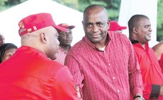 Greeting Minister Rayburn Blackmore- PM Skerrit