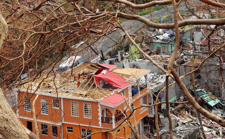 House  on lower Morne Bruce damaged by Hurricane Maria