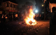 Burning in the streets of Roseau after the UWP February meeting