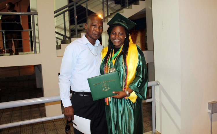 Pascal and her Dad at the graduation