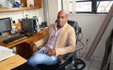 Johnson at work in his office