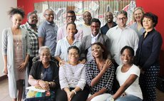 Ian Jackson, centre back row , and other participants at the workshop