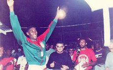 Ashworth Daniel at awards ceremony after Dominica won the 1993 Windward Islands Basketball Championship