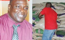 Agriclture Minister Johnson Drigo, left, and  fertilizer distribution centre