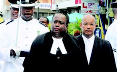 Judge Stephenson, front, at opening of court