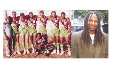 Right: Adrien Dechausay: Orthopaedic Surgeon, Irving McIntyre (#10) and other members of Dominica's Basketball Team, 1984. See full caption at end of article