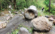 Large rocks on Laudat Road after Maria