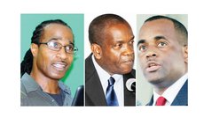 Dominica Political Leaders: Vital(DFP) left; Linton (UWP) centre; and Skerrit (DLP)