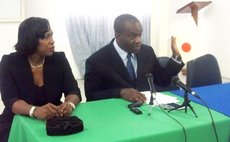 Linton and Mrs Linton at the press conference
