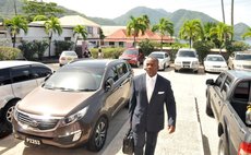 Opposition leader Lennox Linton goes to parliament on Budget Day 2015