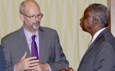 Mikeal Barfod (left) and Barbados PM Freundel