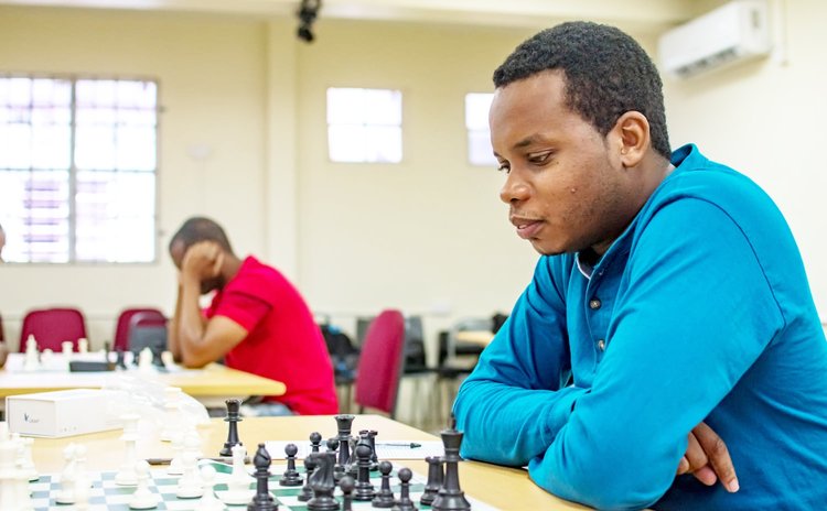 Nigel Francis at the chess board