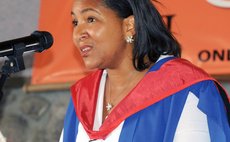 Noelize Knight Didier addressing UWI Open Campus Dominica Graduation 2015 ceremony