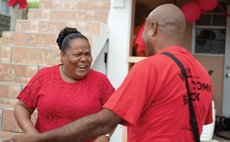 Octavia Alfred, left, greets a supporter
