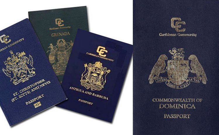 Four passports of four Caribbean countries