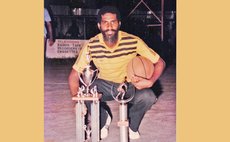 Patrick Pemberton with Cardinals' League & Knockout Championship trophies, 1985