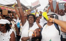 People at the UWP protest meeting in Roseau on 7 February 2017