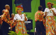 Petite Savanne Cultural Group performs at the 2009 Golden Drum Awards ceremony at the Arawak House of Culture