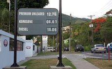 Sign outside gas NP gas station at Canefield today 17 August 2015
