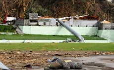Debris iat Windsor Park Sports Stadium after Maria