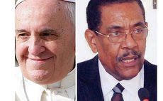 Pope Francis, left and President Charles Savarin