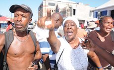 Some of the protesters on the Bayfront, Roseau