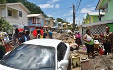 Residents of Bath Estate just after Tropical Storm Erika