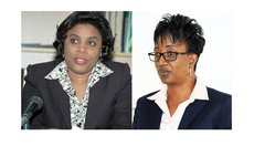 New and former Financial Secretary: Denise Edwards, right, and Rosemond Edwards
