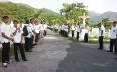 SMA students at the funeral at the Roseau Cemetary of Principal Cuthbert Elwin 