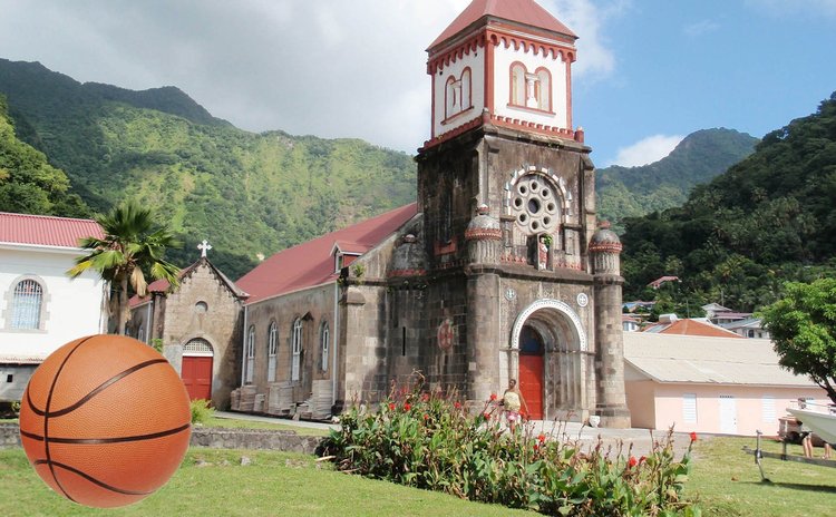 Iconic 18th Century Soufriere Roman Catholic Church, built from volcanic stone
