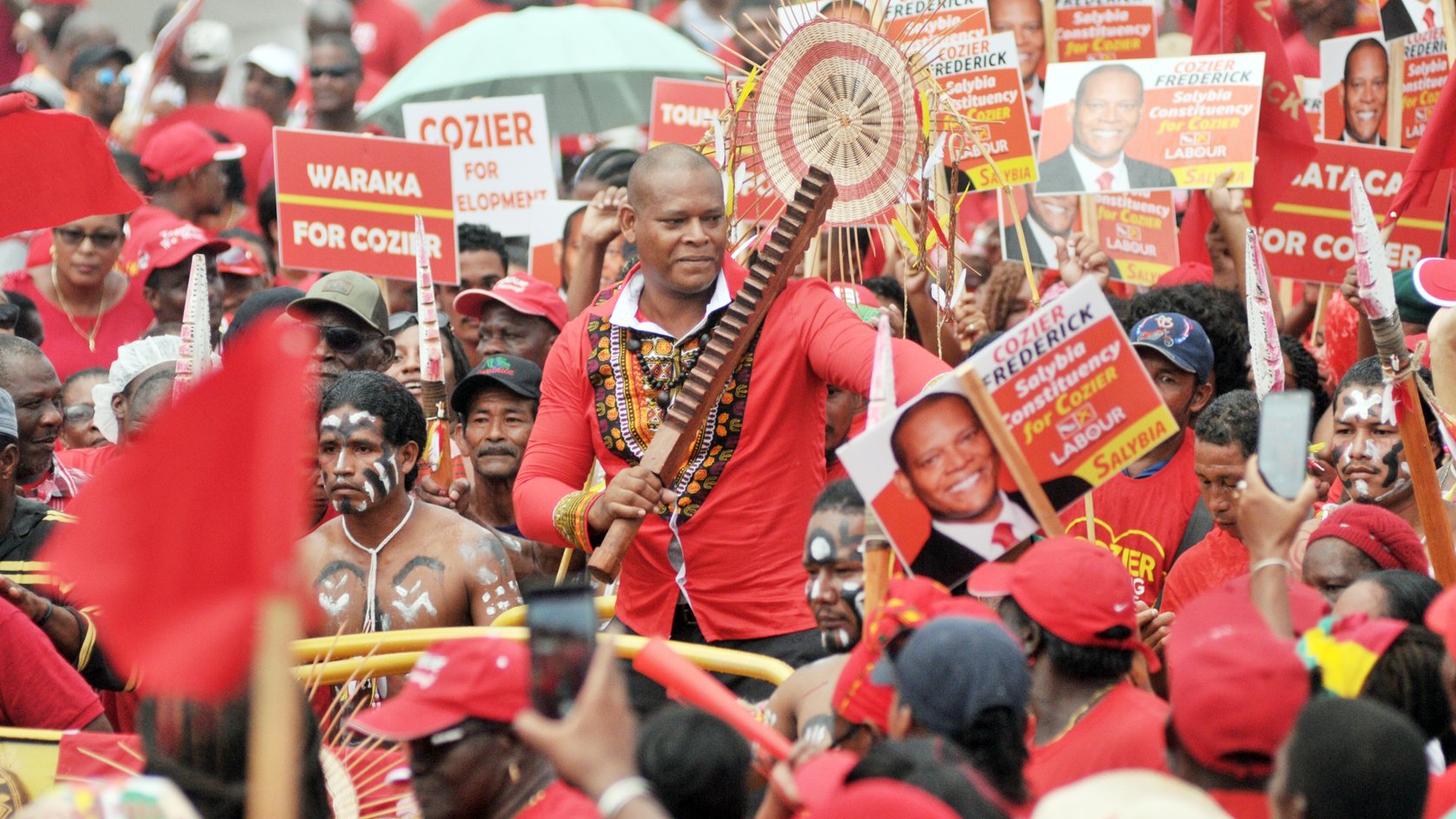 DLP candidate for Salybia arrives at his launching DLP candidate for Salybia arrives at his launching