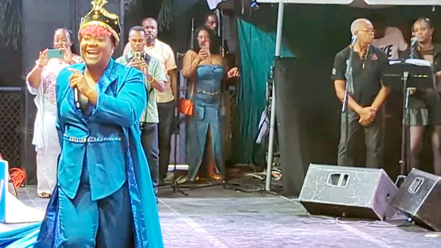Screenshot of JOY performing after being crowned the 2025 Calypso Monarch during the Finals of the Calypso competion