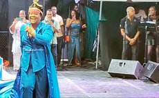 Screenshot of JOY performing after being crowned the 2025 Calypso Monarch during the Finals of the Calypso competion 
