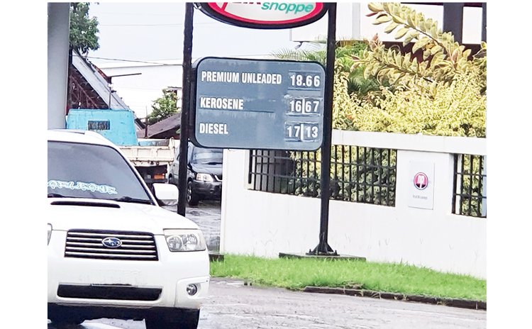 Prices of petroleum products at Canefield gas station