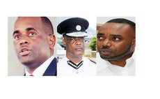 Left to right: PM Roosevelt Skerrit, Police Chief Carbon and Minister Blackmore