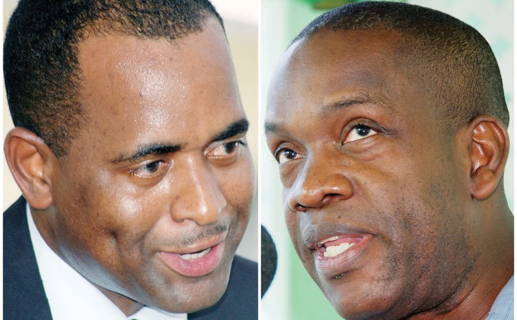 Prime Minister Skerrit , left, and Leader of the Opposition Lennox Linton