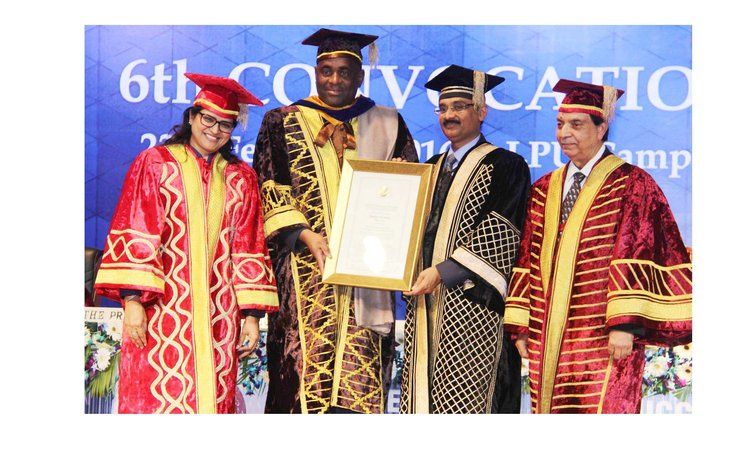 Prime Minister Skerrit, 2nd from left gets an honorary degree