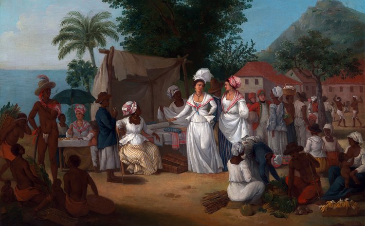 A Linen Market with Enslaved Africans. West Indies, circa 1780 by Agostino Brunias (1728 - 1796) – Artist (Italian, active in Britain (1758-1770; 1777-1780s)