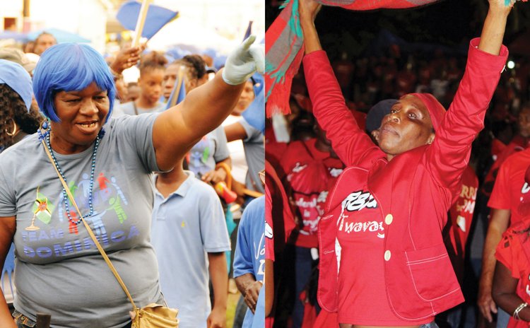 Political images: UWP, left, and DLP- people at the political rallies 