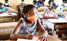 Student wearing mask in class