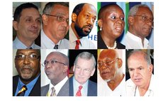 Members of the Task Force: From top, left to right: Yvor Nassief, Colin Bully, Alick Lawrence, Dr. Valda Henry, Edward Lambert, Gregory Shillingford, Eliud Williams, Aird, Johnson and Biscombe